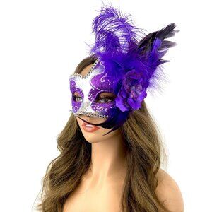 Women Costume Venetian mask Feather Masquerade Party Masks